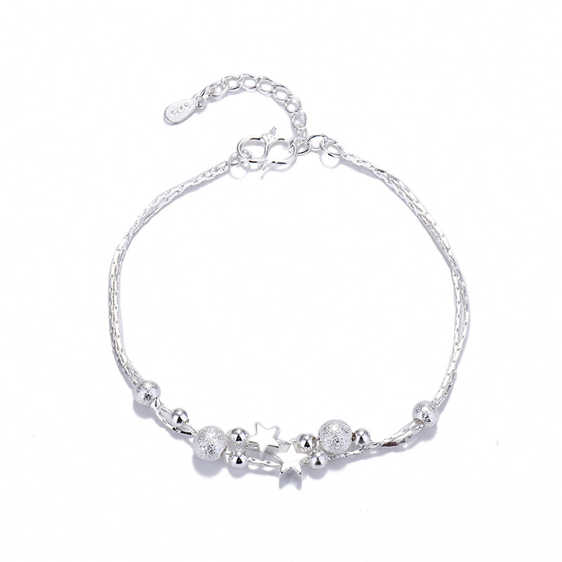 Wholesale Of Planet Bracelets By Manufacturers: Female Korean Version, Temperament, Student Fashion Round Beads, Double Layer Handwear, Plated With 925 Silver Jewelry