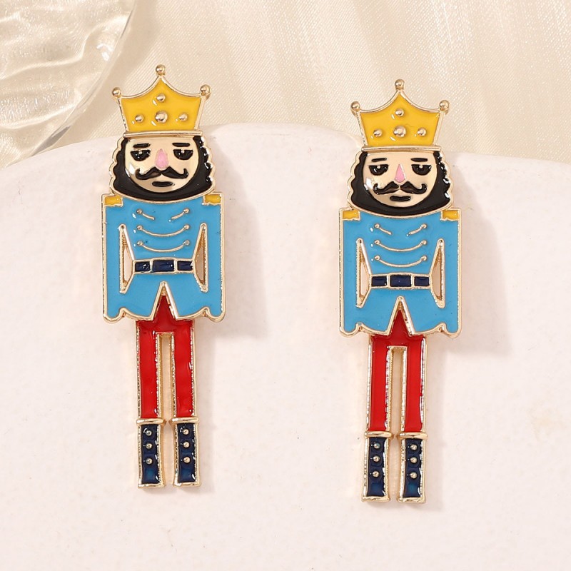 Cross Border European And American Nutcracker Temperament Light Luxury Fashion Personality Trend Versatile Little Soldier Birthday Earrings Earrings Earrings