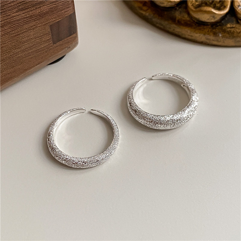 Silver White Sparkling Series S925 Sterling Silver Sparkling Sand Open Ring Wholesale Of Women's Sparkling Open Ring