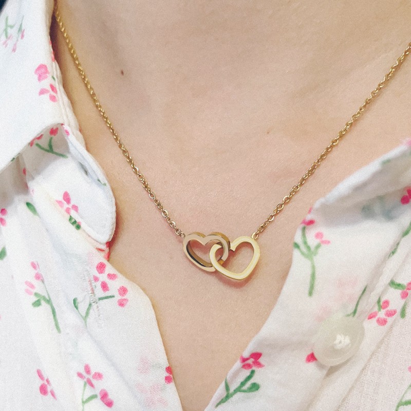 European And American Minimalist Stainless Steel 18k Gold Vacuum Electroplating Rose Gold O-Shaped Chain With Love Engraved Necklace As A Gift For Friends