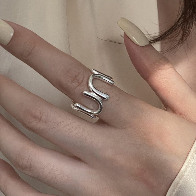 Pearl Woven Double Layer Ring For Women's Combination, Minimalist And Niche Design, High-End, Fashionable And Personalized Opening Index Finger Ring