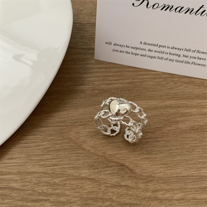 S925 Sterling Silver Ring Female Minority Design High Grade Simple Style Versatile Fold Texture Living Ring Jewelry Wholesale