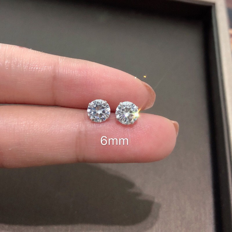 Fresh And Simple, Versatile White Rhinestone 925 Silver Needle Mini Bare Diamond Earrings For Men And Women With Zircon Earrings