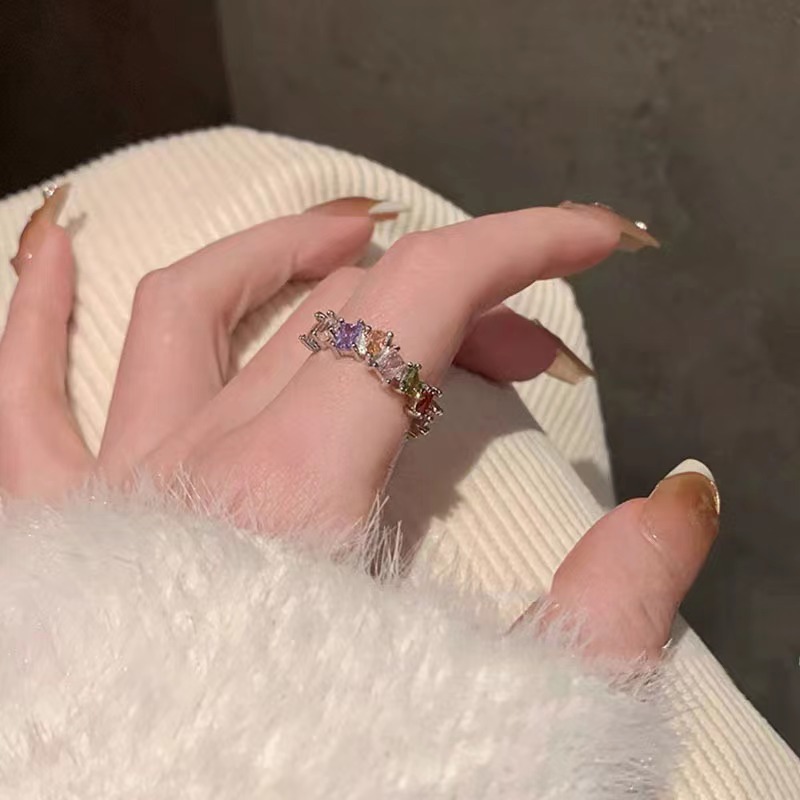 (Star River Mystery) Vintage Style Tourmaline Open Index Finger Ring, Small And Luxury Design, High Sense Wrapped Ring