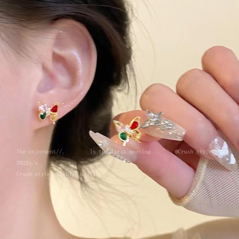 925 Silver Needle Pearl Bow Knot Versatile Earrings For Women's Inns Light Luxury High Grade Mesh Red Earrings For Small And Simple Earrings