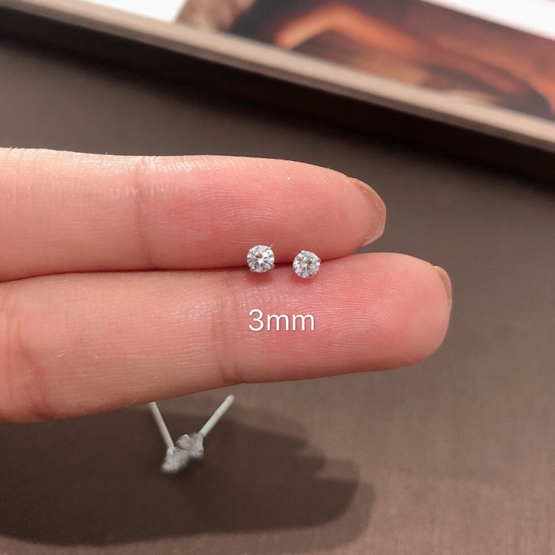 Fresh And Simple, Versatile White Rhinestone 925 Silver Needle Mini Bare Diamond Earrings For Men And Women With Zircon Earrings