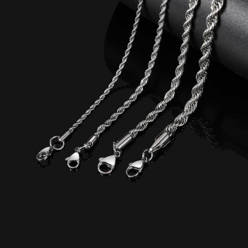 Europe And America Stainless Steel Fried Dough Twists Chain Men's Necklace Jewelry Women Cross-Border Jewelry 18K Gold Titanium Steel Necklace Wholesale