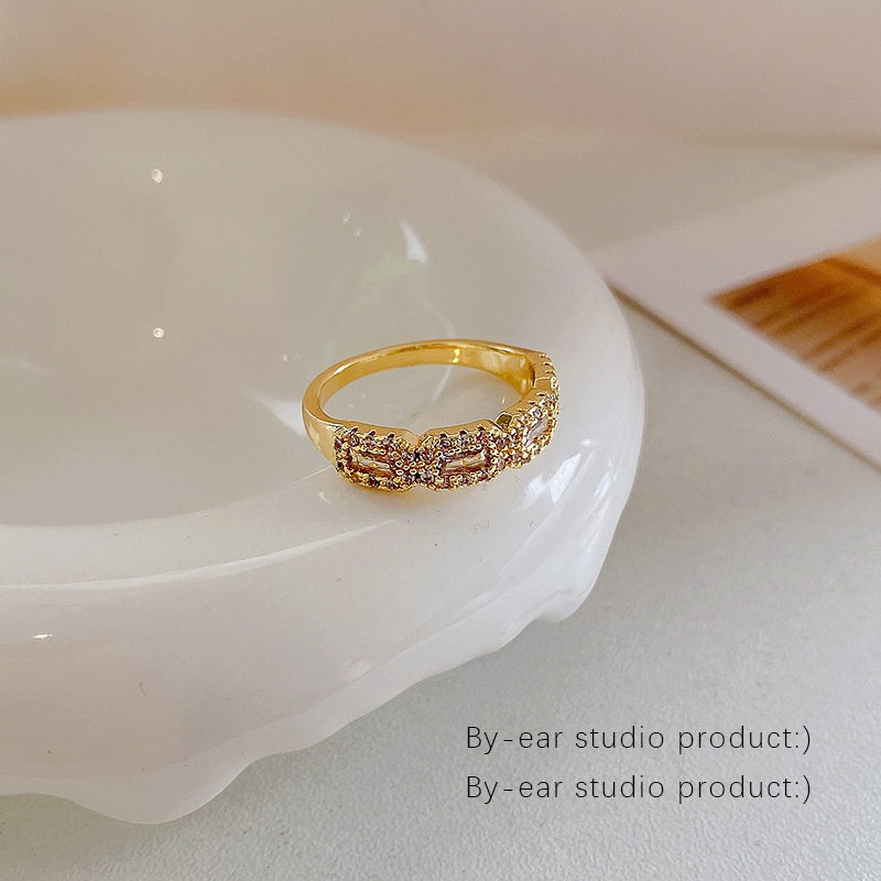 South Korea Light Luxury Zircon High Grade Sense Ring For Women's Fashion Crowd Personalized Versatile Online Red Open Ring Handicrafts Wholesale