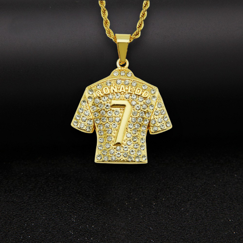 1. European And American Trendy Versatile Accessories, Hip-Hop Personality Trend, Full Diamond, Size 7 Jersey Pendant, Three-Dimensional Men's And Women's Necklace