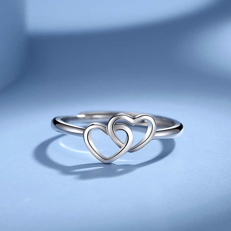S925 Sterling Silver Heart To Heart Matching Ring ...