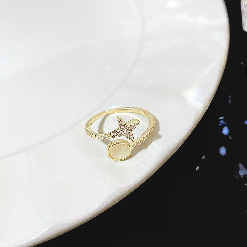 South Korea Light Luxury Zircon High Grade Sense Ring For Women's Fashion Crowd Personalized Versatile Online Red Open Ring Handicrafts Wholesale