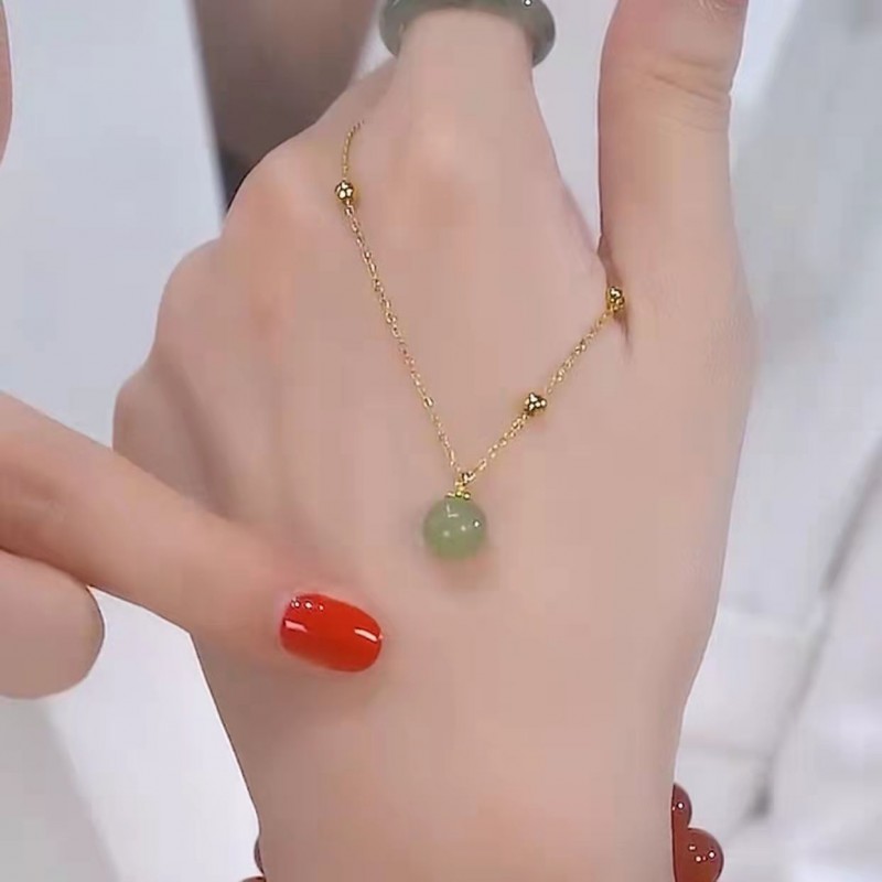 New Hotan Jade Transfer Bead Necklace Women's Luxu...